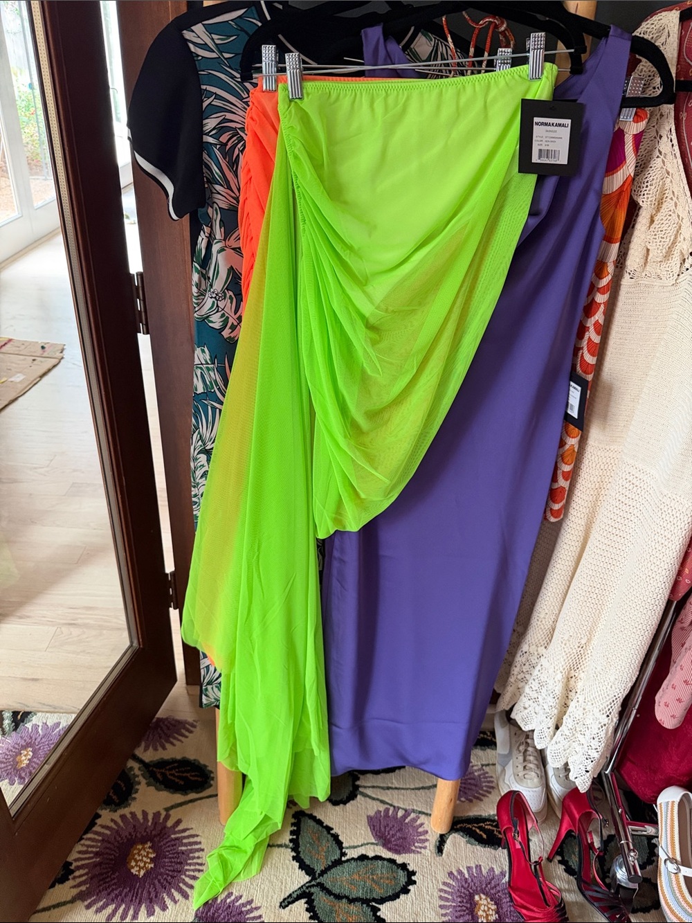 Norma Kamali Neon Diana One-Shoulder Mesh Top - Picture 11 of 11
